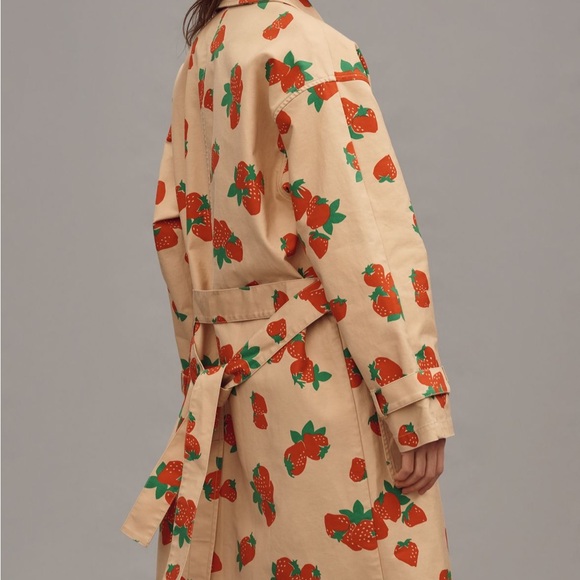 Maeve Strawberry Print Trench Coat - Picture 3 of 3